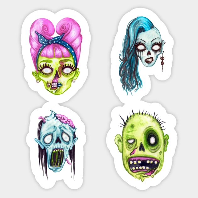 Halloween Terrible Zombie Face Pack 2 Sticker by Acid_rain